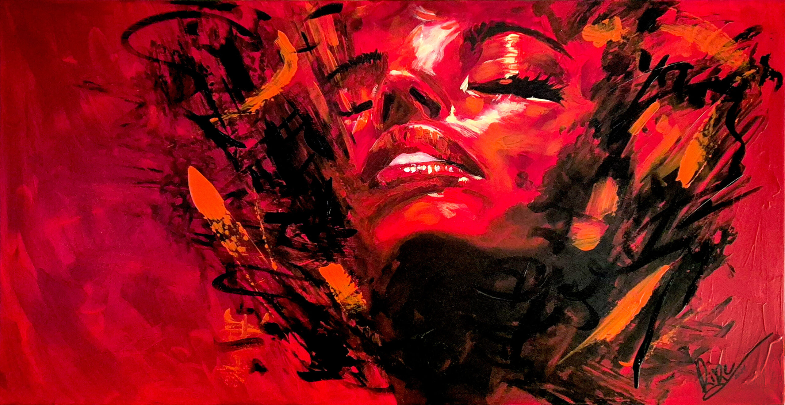 “Frei” by Rike Wölke, Acrylic on canvas, 100 × 50 cm, frame depth 4 cm – original painting at Favori Art