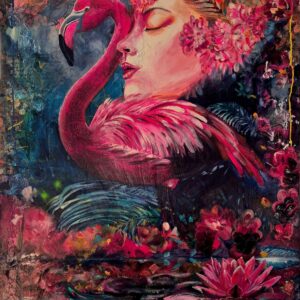 „Tief in sich ruhendes Vertrauen“ von Rike Wölke, Original Acryl auf hochwertigem Keilrahmen mit Blattgold und Stuckrelief, 90 × 150 cm, Rahmentiefe 4 cm – Originalgemälde bei Favori Art