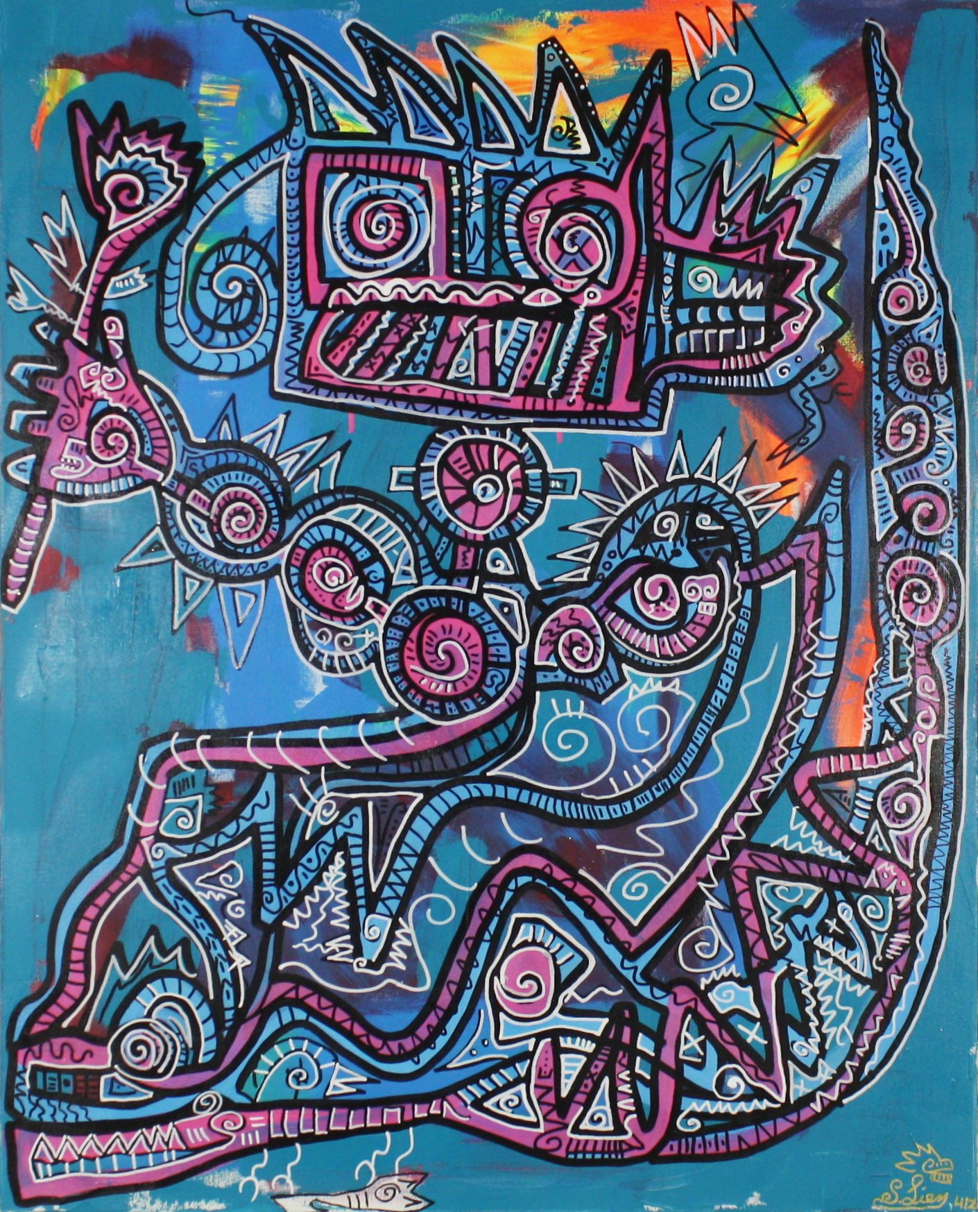 “Captain Neptun” by Sven Liesy, Acrylic on canvas, 80 × 100 cm – original painting at Favori Art
