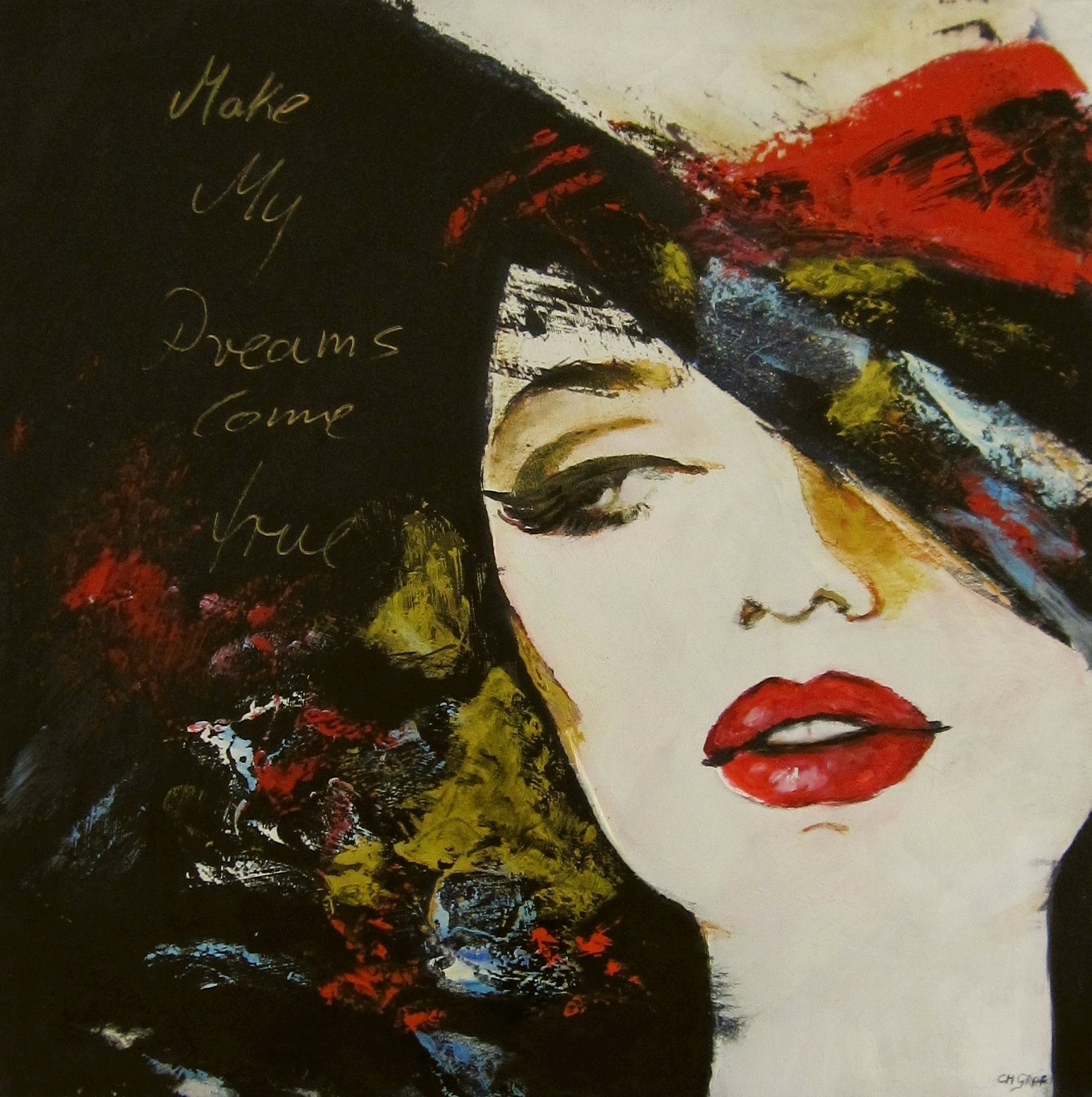 „Make my dreams come true“ von Christine Graf, Öl auf Leinwand, 50 × 50 cm – Originalgemälde bei Favori Art