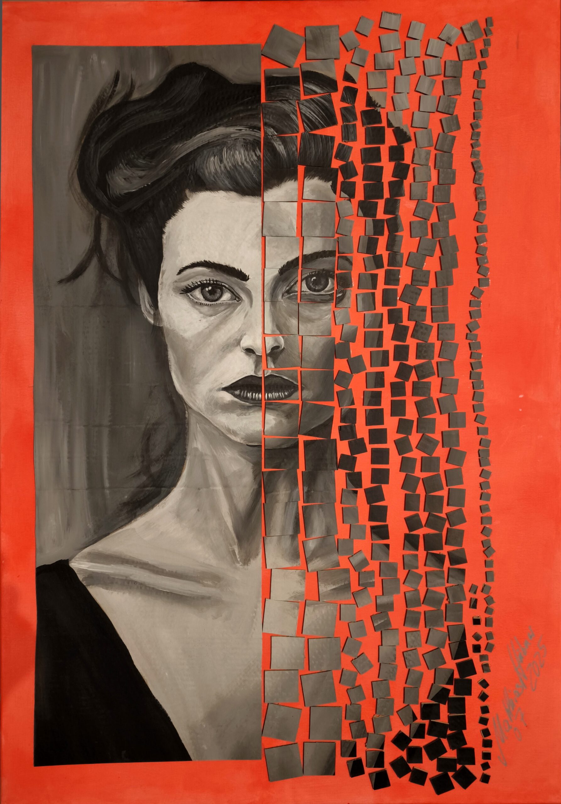 „Digital“ von Matthias Hübner, Acryl auf Leinwand, Neonfarben, UV-reaktiv, 100 × 70 x 1, 5 cm – Originalgemälde bei Favori Art