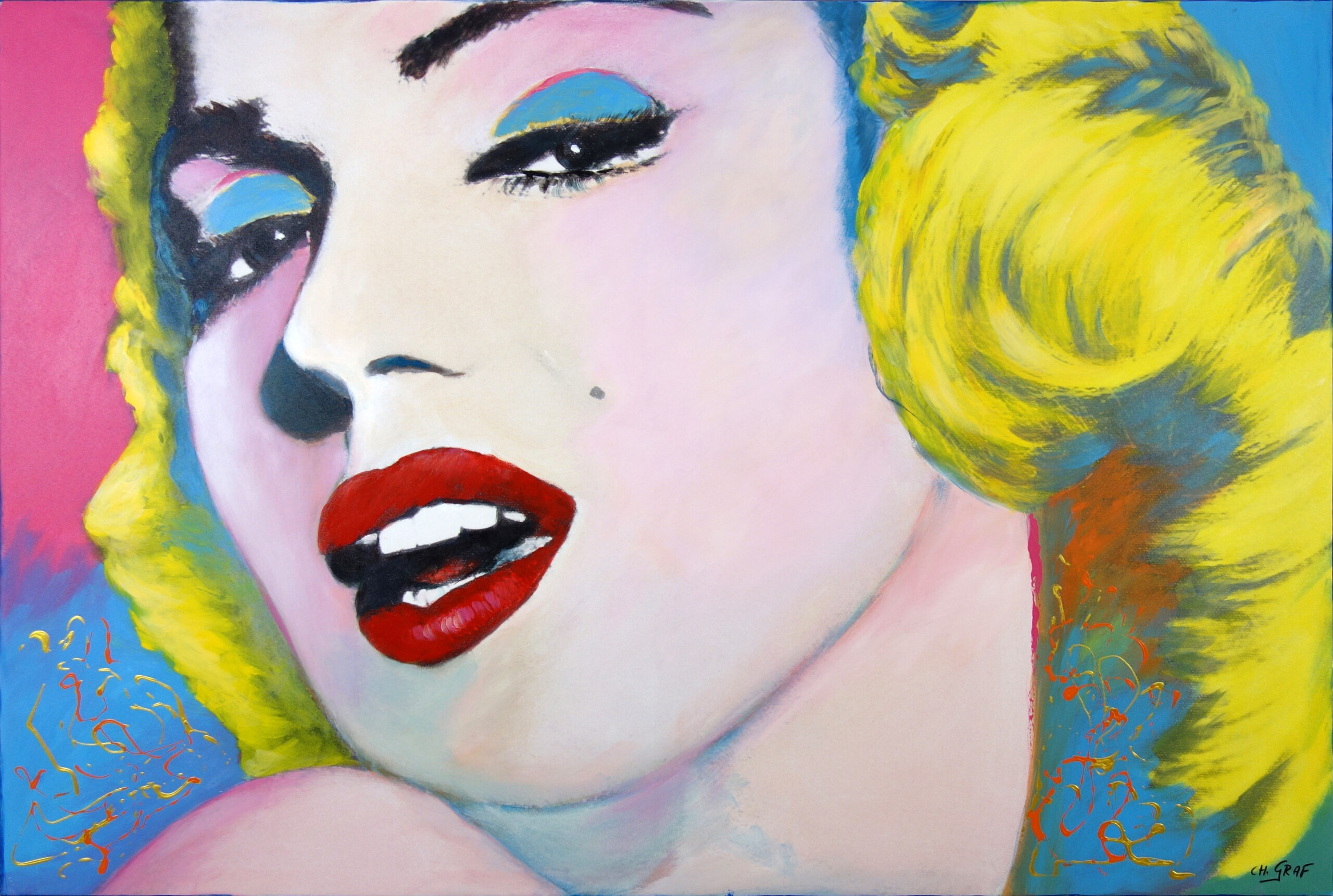 “Marylin” by Christine Graf, Acrylic and lacquer on canvas, 80 × 120 cm – original painting at Favori Art