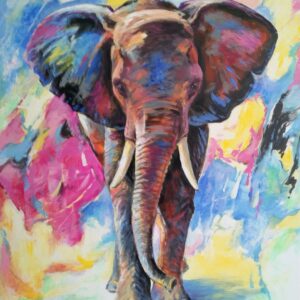 „Elephant modern“ von Erich Graf, Öl auf Leinwand, 80 × 100 cm – Originalgemälde bei Favori Art