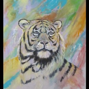 „Tiger modern“ von Erich Graf, Acryl auf Leinwand, 90 × 120 cm – Originalgemälde bei Favori Art