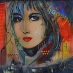 „Be happy“ von Christine Graf, Acryl auf Leinwand, 60 × 60 cm – Originalgemälde bei Favori Art