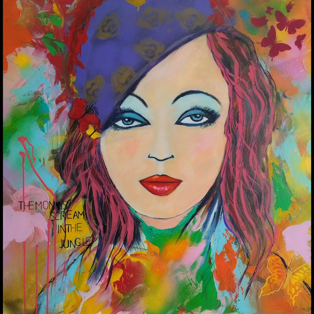 „In the jungle“ von Christine Graf, Acryl auf Leinwand, 80 × 80 cm – Originalgemälde bei Favori Art