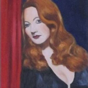„Lady with red hair awaiting“ von Christine Graf, Acryl auf Leinwand, 30 × 60 cm – Originalgemälde bei Favori Art