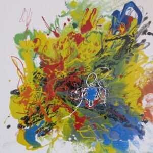 „The blue point“ von Christine Graf, Öl auf Leinwand, 50 × 50 cm – Originalgemälde bei Favori Art
