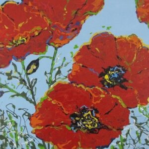 „Poppy flowers“ von Christine Graf, Lack auf Leinwand, 80 × 120 cm – Originalgemälde bei Favori Art