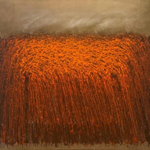 „Herbst“ von Sadik Uslu, Öl auf naturbelassener Leinwand, Materialeinschlüsse (Sand/Erde) – Originalgemälde bei Favori Art