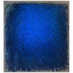 „O.T.“ von Sadik Uslu, Öl auf naturbelassener Leinwand, Materialeinschlüsse (Sand/Erde), 145 x 135 cm – Originalgemälde bei Favori Art