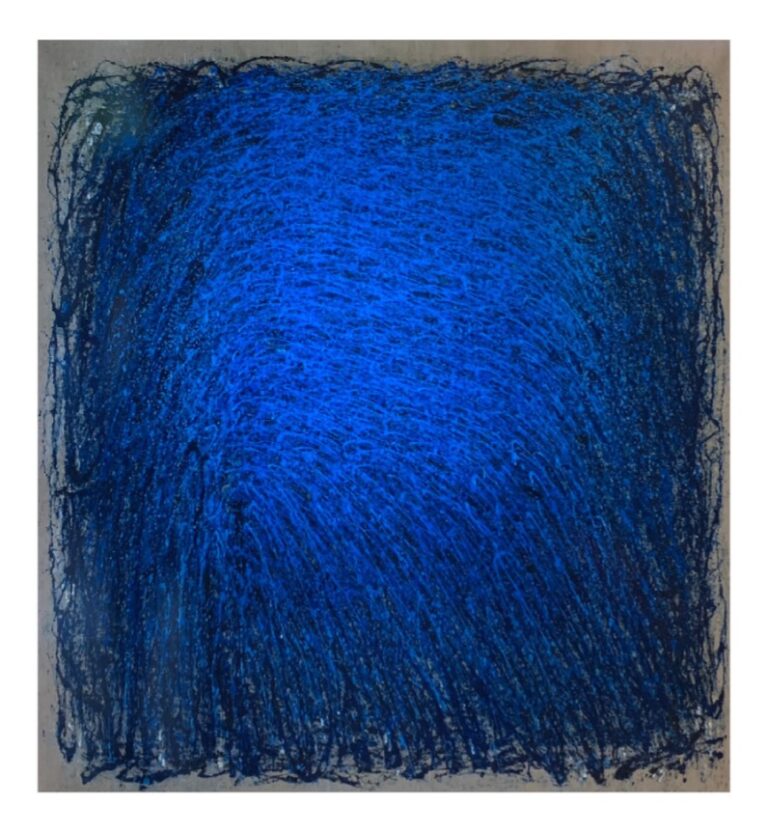 „O.T.“ von Sadik Uslu, Öl auf naturbelassener Leinwand, Materialeinschlüsse (Sand/Erde), 145 x 135 cm – Originalgemälde bei Favori Art