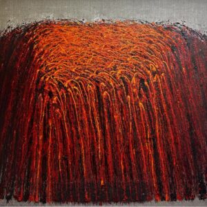 „O.T.“ von Sadik Uslu, Öl auf Leinwand, Materialeinschlüsse (Sand/Erde), 130 x 115 cm – Originalgemälde bei Favori Art