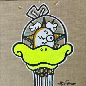 „Focky 3 – Edition November 2025“ von Ali Görmez, Acryl auf Malplatte (Natur), 20 × 20 cm – Limitierte Edition bei Favori Art