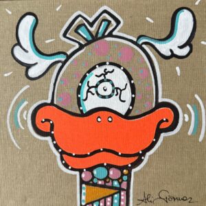 „Focky 12 – Edition November 2025“ von Ali Görmez, Acryl auf Malplatte (Natur), 20 × 20 cm – Limitierte Edition bei Favori Art