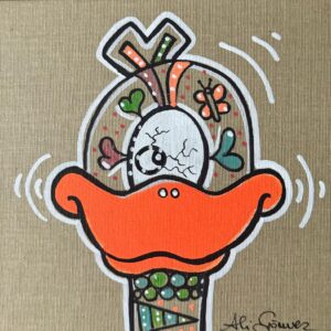 „Focky 14 – Edition November 2025“ von Ali Görmez, Acryl auf Malplatte (Natur), 20 × 20 cm – Limitierte Edition bei Favori Art