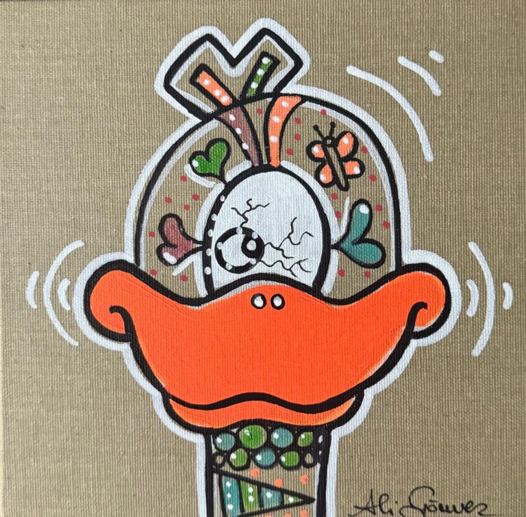 “Focky 14 – Edition November 2025” by Ali Görmez, Acrylic on painting board (natural), 20 × 20 cm – Limitierte edition at Favori Art