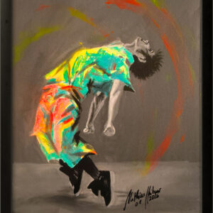 „Tanz“ von Matthias Hübner, Acryl auf Malkarton, gerahmt, UV-reaktiv, 52×42 cm – Originalgemälde bei Favori Art