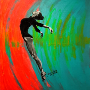 „Ton“ von Matthias Hübner, Acryl auf Leinwand, UV-reaktiv, 100×70 cm – Originalgemälde bei Favori Art