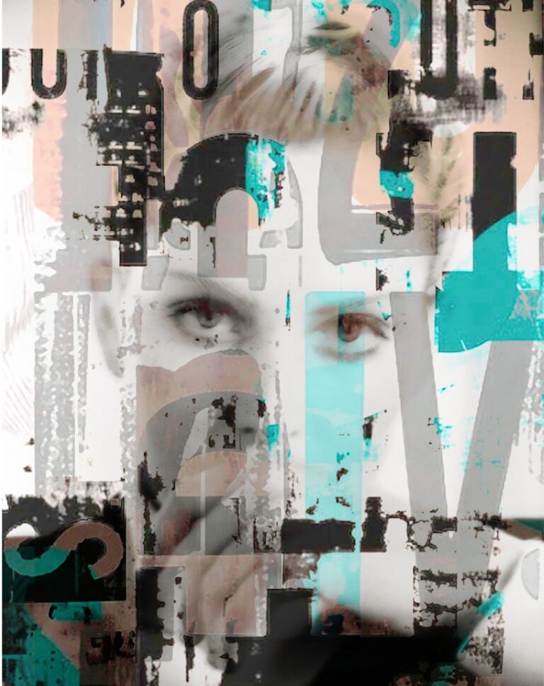 “Typo-girl light” by Olli Boehm, Overpainted photography, 80 × 60 cm – Fotografie / Mixed Media bei Favori Art