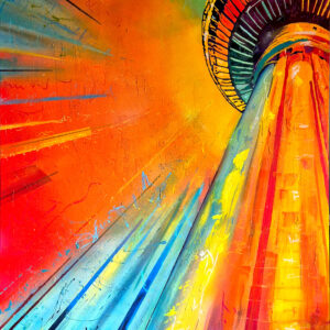 „Fernsehturm Berlin“ von Rike Wölke, 200 × 100 cm, Rahmentiefe 4 cm – Originalgemälde bei Favori Art