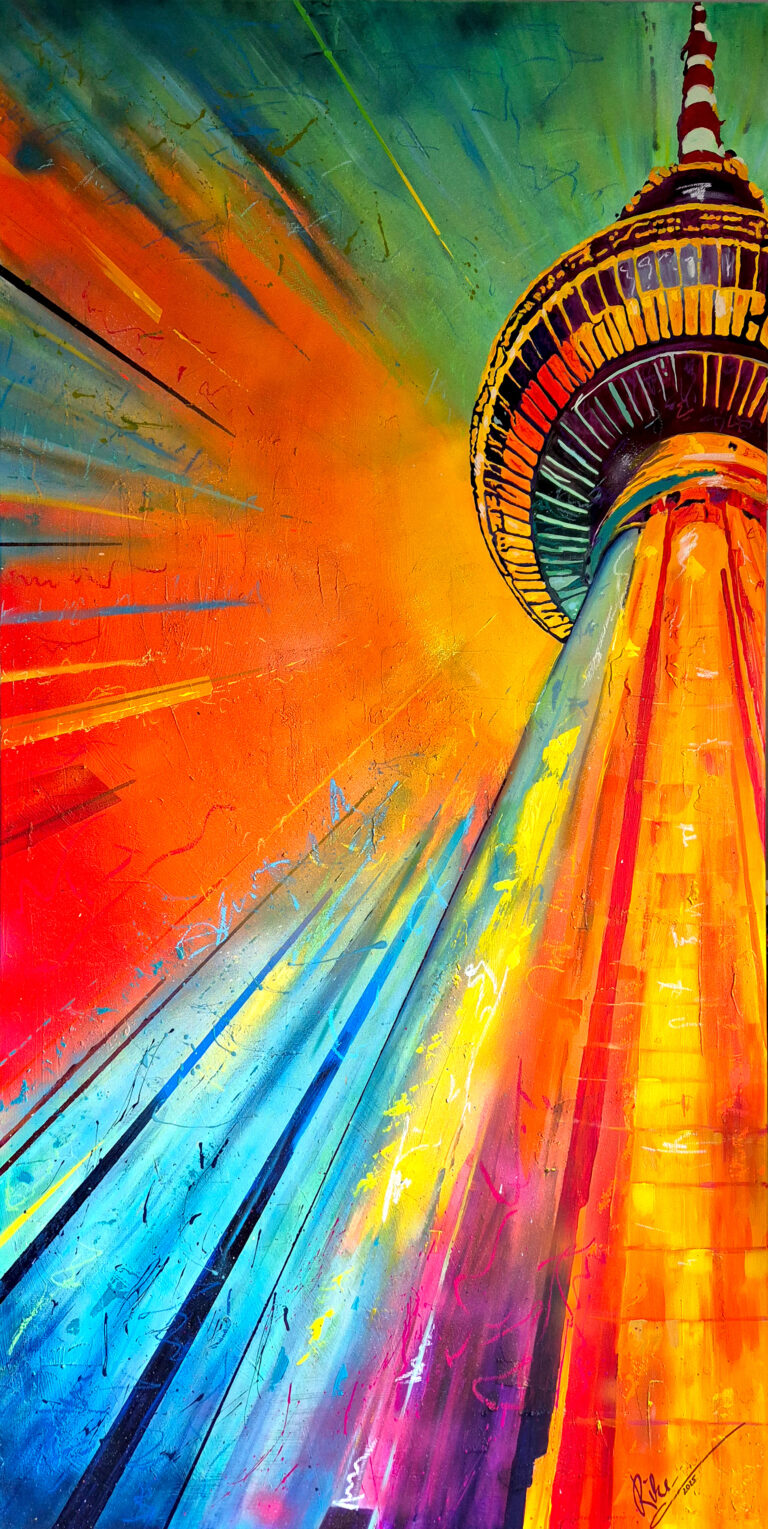 „Fernsehturm Berlin“ von Rike Wölke, 200 × 100 cm, Rahmentiefe 4 cm – Originalgemälde bei Favori Art