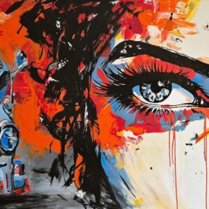 „Watch Out“ von Rike Wölke, Acryl auf Keilrahmen, Maß: 150 x 90cm, 4cm Rahmentiefe – Originalgemälde bei Favori Art