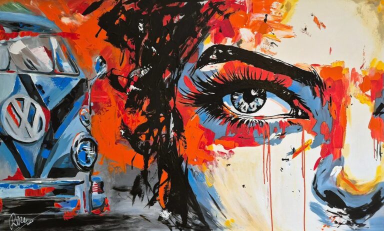 „Watch Out“ von Rike Wölke, Acryl auf Keilrahmen, Maß: 150 x 90cm, 4cm Rahmentiefe – Originalgemälde bei Favori Art