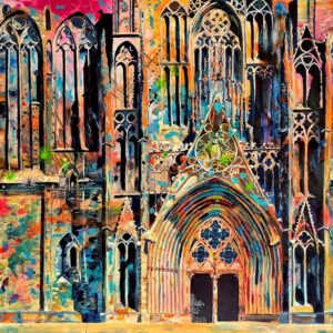 „Pforte zum Paradies – Dom Magdeburg“ von Rike Wölke, Acryl auf Keilrahmen, Maß: 150 x 90cm, 4cm Rahmentiefe – Originalgemälde bei Favori Art
