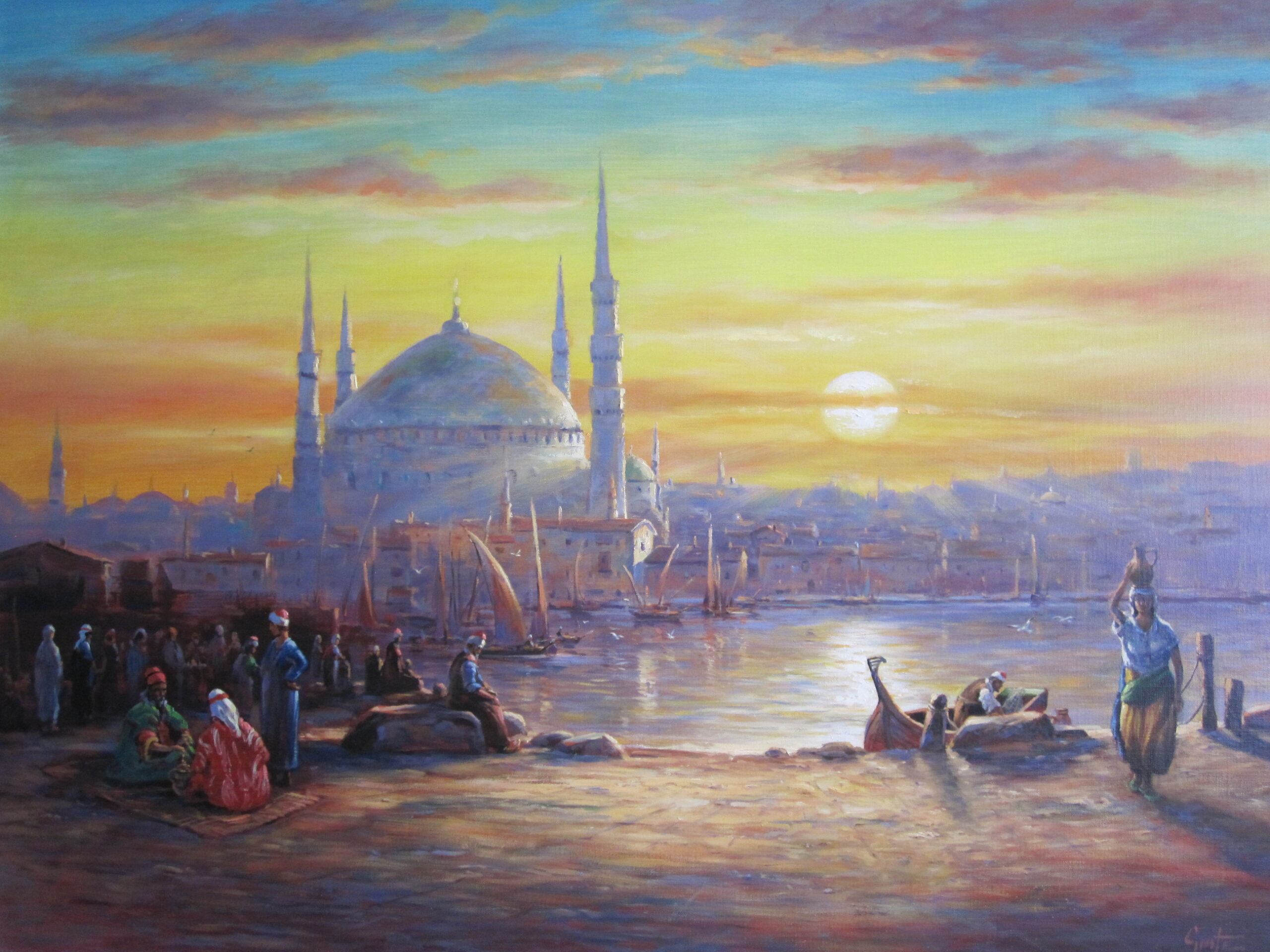 „Istanbul Morgenstimmung“ von Erich Graf, Öl auf Leinwand, 80 × 100 cm – Originalgemälde bei Favori Art