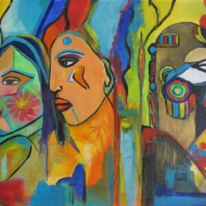 „African ethnies“ von Christine Graf, Acryl, 40 × 60 cm – Originalgemälde bei Favori Art