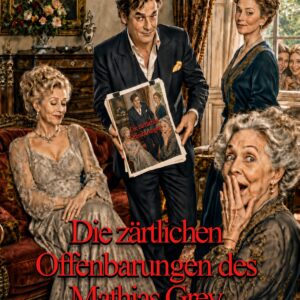Buchcover „Die zärtlichen Offenbarungen des Mathias Grey“ von Ingrid Schampel, eine erotische Gesellschaftskomödie