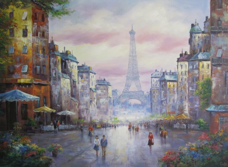 „Pariser Blumenmarkt“ von Erich Graf, Öl auf Leinwand, 80 × 100 cm – Originalgemälde bei Favori Art